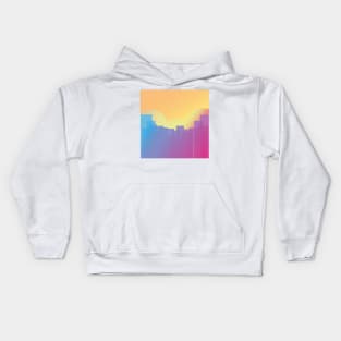 Sunrise in future cyberpunk city Kids Hoodie